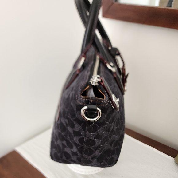 Coach Cara Satchel Signature Denim Black w/ Silver hardware NWOT - Picture 4 of 6